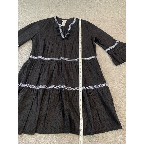 Tommy Bahama Dress Embroidered Bell Sleeve Boho Coastal Mini Size Medium - Picture 9 of 10